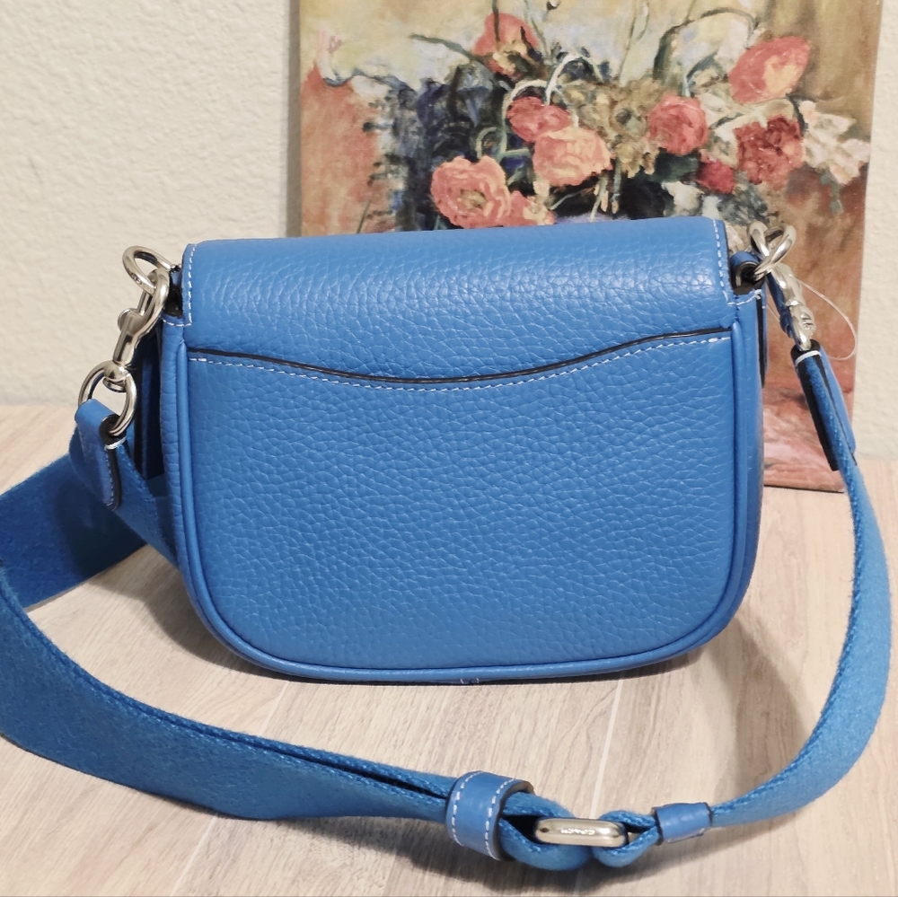 Coach Amelia 6.5" Small Saddle Bag Bright Blue CP001 Leather Limited Edition 💙 - Picture 11 of 16
